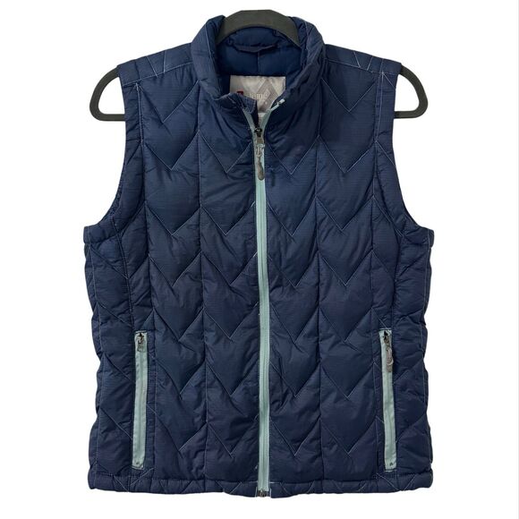 Alpine Design Women Down Quilted Vest Medium Blue Outdoor Gorp Hiking Zip Pocket - Picture 1 of 4